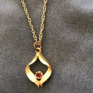 18” Gold-filled Chain with Gold-tone ruby pendant